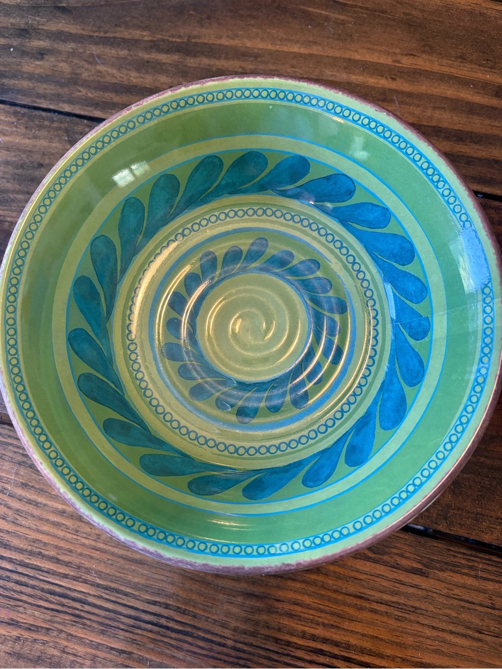 oHome Melamine Dinner Pasta Bowl Green Blue Mediterranean Floral